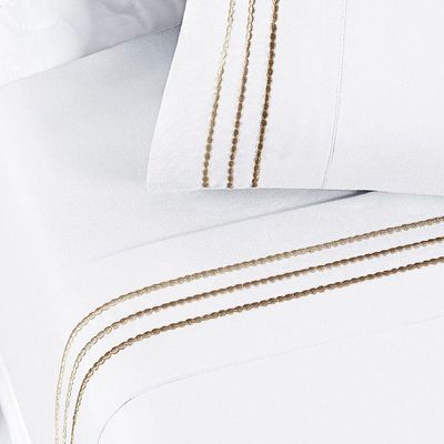 Jogo De Cama Allegra King 04 Peças - Branco Neve/taupe