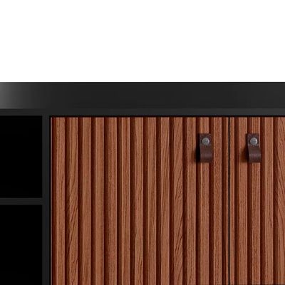 Rack Genialflex Amber com 2 Portas 160 cm Ideal para TV Preto com Marrom