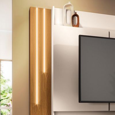 Estante Painel Para 75 Pol Com Led Mound B01 Off White Cinamomo