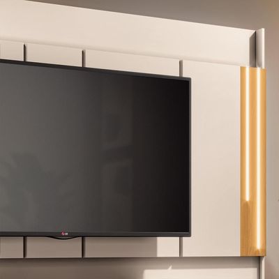 Estante Painel Para 75 Pol Com Led Mound B01 Off White Cinamomo