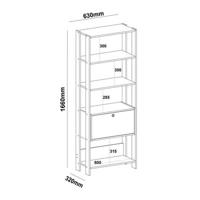 Estante Para Livros Match 1 Porta 3 Prateleiras White/carvalho Artely Off White/carvalho