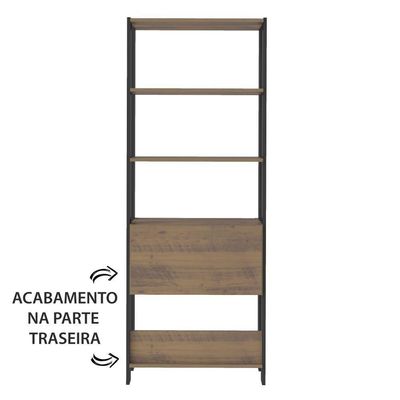 Estante Para Livros Match 1 Porta 3 Prateleiras Pinho/preto Artely Pinho/preto