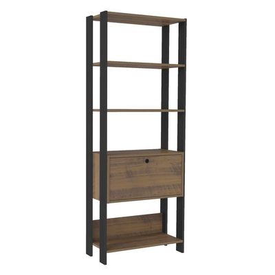 Estante Para Livros Match 1 Porta 3 Prateleiras Pinho/preto Artely Pinho/preto