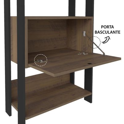 Estante Para Livros Match 1 Porta 3 Prateleiras Pinho/preto Artely Pinho/preto