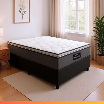 Cama Box Baú Casal Molas Ensacadas 138x188x69cm Cinza/P&B