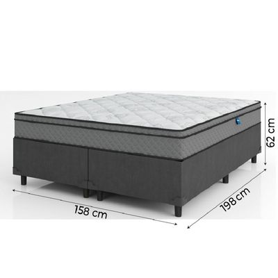 Cama Box Casal Queen Colchão Molas Ensacadas 158x198x62cm