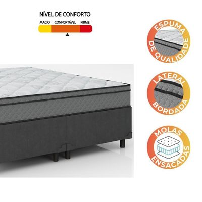 Cama Box Casal Queen Colchão Molas Ensacadas 158x198x62cm