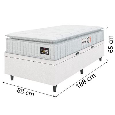 Cama Box Baú Solteiro Colchão Espuma D33 Pillow Top Van Gogh 88x188x65cm Branco Hellen