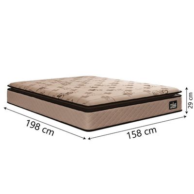 Cama Box Baú Casal Queen Colchão Espuma D33 Pillow Top Van Gogh 158x198x70cm Suede Marrom Hellen