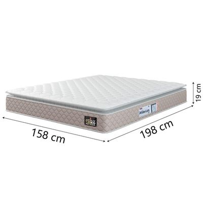 Cama Box Baú Casal Queen Colchão Espuma D33 Pillow Top Millenium 158x198x60cm Suede Bege/branco
