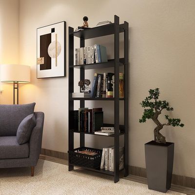 Estante Livreiro Multiuso Organizador De Livros Com 5 Prateleiras Preto Preto