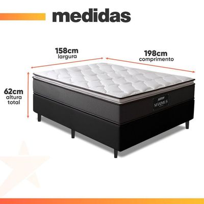 Cama Box Queen Molas Ensacadas Maximus 158x198x67cm Cinza