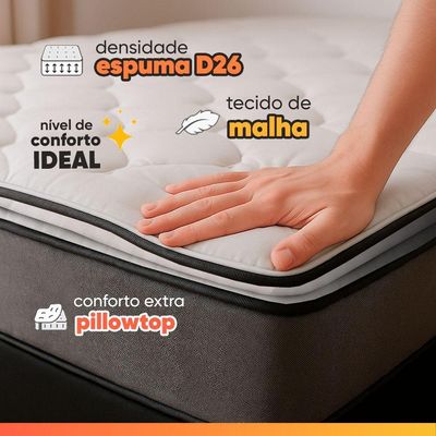 Cama Box Queen Molas Ensacadas Maximus 158x198x67cm Cinza