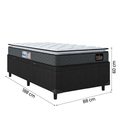 Cama Box Baú Solteiro Colchão Espuma D33 Pillow 88x188x60