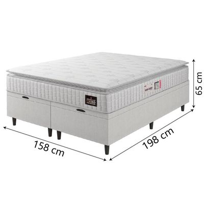Cama Box Baú Casal Queen Colchão Espuma D33 Pillow Top Van Gogh 158x198x65cm Branco Hellen