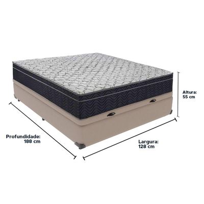 Cama + Box Com Baú Viúva Colchão Ortobom D45 Firme Airtech Cor:bege