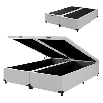 Cama Box Com Baú King 1,93m Prince Branco Branco