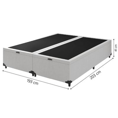 Cama Box Com Baú King 1,93m Prince Branco Branco