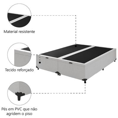 Cama Box Com Baú King 1,93m Prince Branco Branco