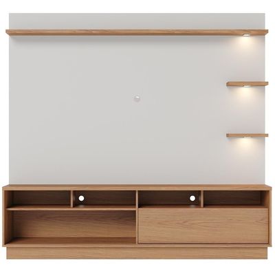 Estante Painel Para 70 Pol Com Led Itapema C04 Freijó Off White Matte - Lyam Decor