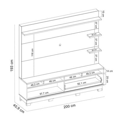 Estante Painel Para 70 Pol Com Led Itapema C04 Freijó Off White Matte - Lyam Decor