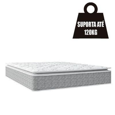 Cama Box Baú Casal Colchão Pillow 158x198x74cm Cinza/branco
