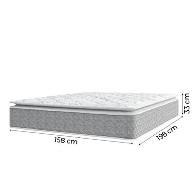 Cama Box Baú Casal Colchão Pillow 158x198x74cm Cinza/branco