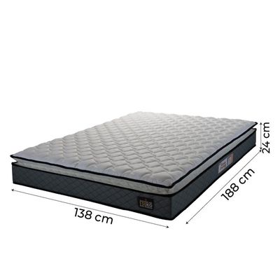 Cama Box Baú Casal Colchão Espuma D45 Pillow Top Strong 138x188x65cm Cinza/preto Hellen