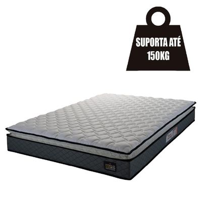 Cama Box Baú Casal Colchão Espuma D45 Pillow Top Strong 138x188x65cm Cinza/preto Hellen