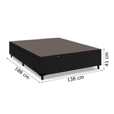 Cama Box  Baú Casal 1,38  41cm De Altura Prince Preto Preto