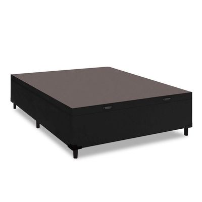 Cama Box  Baú Casal 1,38  41cm De Altura Prince Preto Preto
