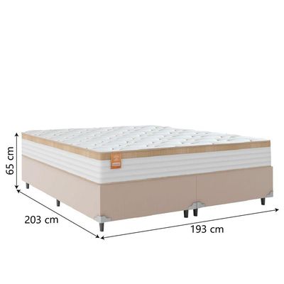 Cama Box Casal King Colchão Molas Ensacadas Real Branco/bege