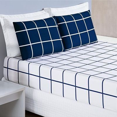 Jogo De Cama Lençol 200 Fios Austin Solteiro 02 Peças - Marinho