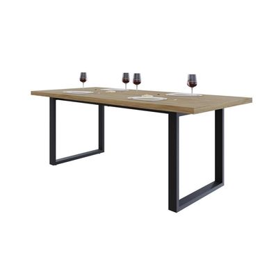 Mesa De Jantar Queens R 200x90x77cm Qemj9200r Vermont Oak - Est.preta Vermont Oak/est.preta