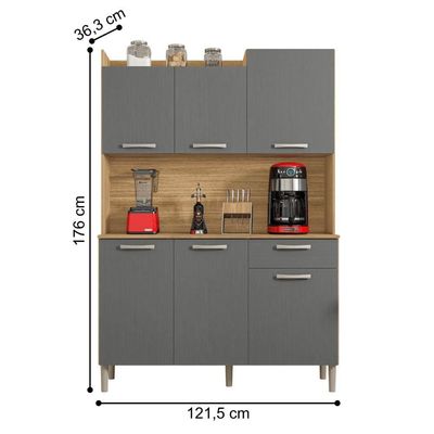 Conjunto Cozinha C/ Portas E Gavetas Genova Freijó / Gris