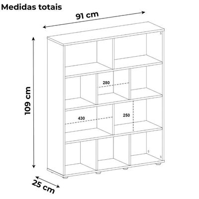 Estante Livreiro 10 Nichos 109x91 Cm Branco Arly Branco
