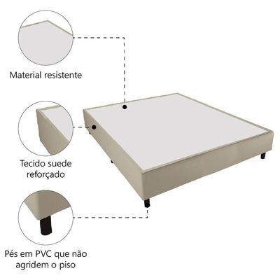 Cama Box Base Casal King 1,93m Suede Marsala Bege