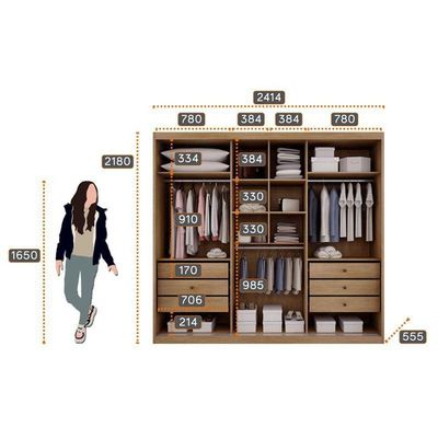 Guarda Roupa Casal Palazzo 3 Portas 6 Gavetas Cumaru 25 Fendi Com Espelho – Novo Horizonte