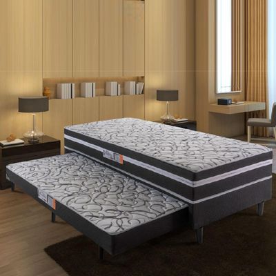 Cama Box Solteiro Com Cama Auxiliar 88X188X41Cm Cinza/Preto
