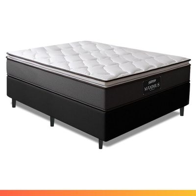 Cama Box King Gazin Molas Ensacadas 193x203x66cm Cinza/P&B