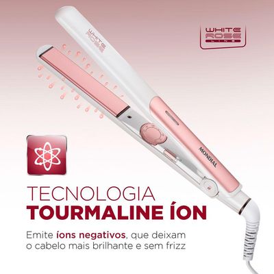 Prancha de Cabelo Alisadora Mondial White Rose Line P50 Bivolt Bivolt
