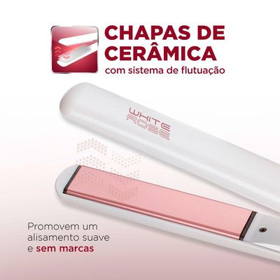 Prancha de Cabelo Alisadora Mondial White Rose Line P50 Bivolt Bivolt