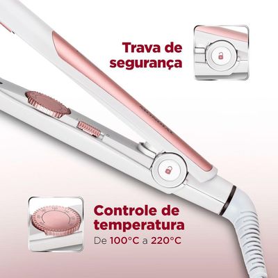 Prancha de Cabelo Alisadora Mondial White Rose Line P50 Bivolt Bivolt