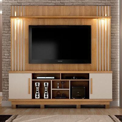 Estante Home Para Tv De Até 60'' Plenus Valdemóveis Cinamomo E Off White