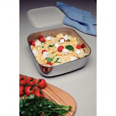 Pote Tramontina Freezinox Em Inox Quadrado Com Tampa Plástica 3,6 Litros