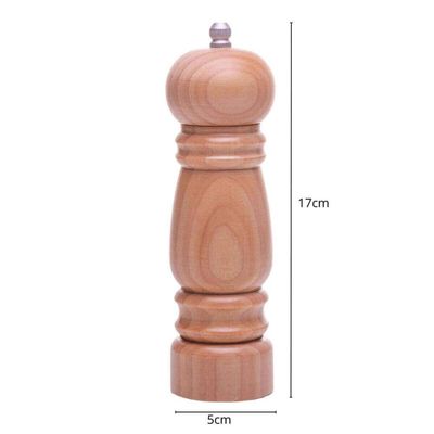 Kit 6 Moedores de Sal Pimenta 5x17cm Bambu Lyor Manual Triturador Temperos Buffet Restaurante Cozinh