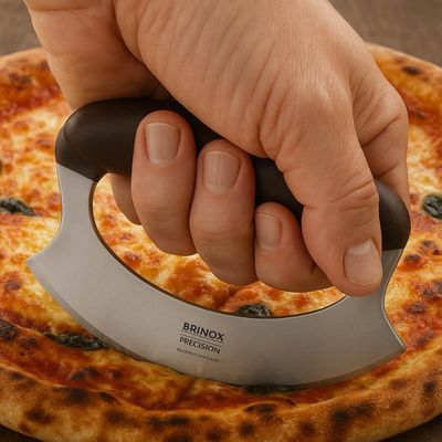 Kit 5 Cortadores de Pizza 16,5cm Inox Brinox Pizzaria Massas Fatiador Manual Precision