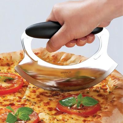 Kit 5 Cortadores de Pizza 16,5cm Inox Brinox Pizzaria Massas Fatiador Manual Precision