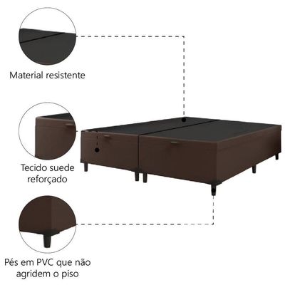 Cama Box Com Baú King 1,93m Prince Suede Marrom Marrom