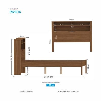 Cama de Casal Madeira com Baú Invicta Santos Andirá Jatobá